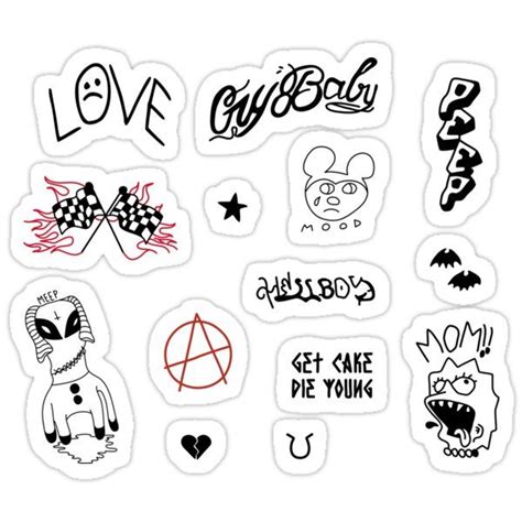 Lil Peep Tattoo Pack Lil Peep Merch Sticker By Shoxio Tatuagens