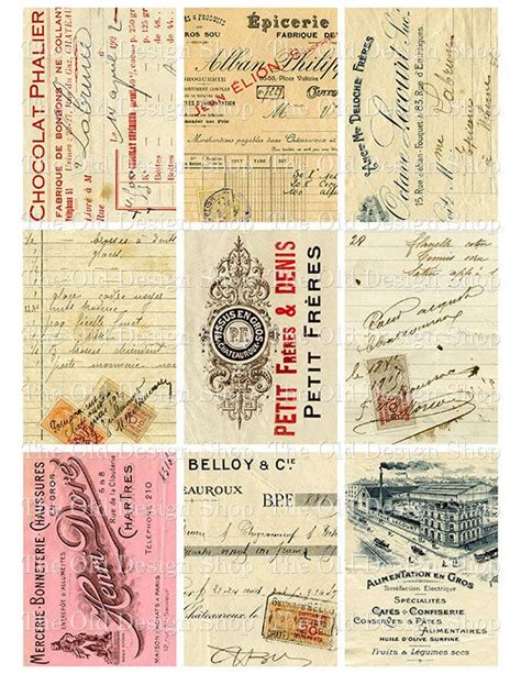 French Ephemera Cards Set No 1 Atc Backgrounds Vintage Printable