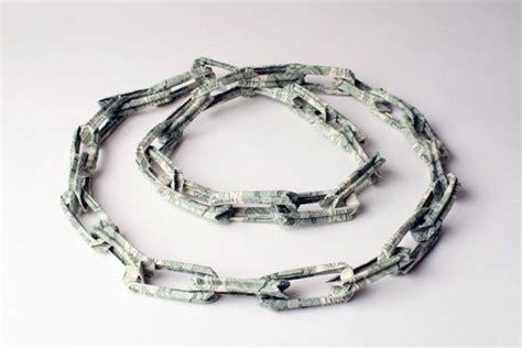 Money Long Necklace Origami Dollar Bill Art Paper Jewelry Dollar