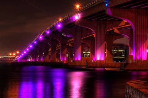 Purple Bridge Miami Night Miami Sightseeing Miami