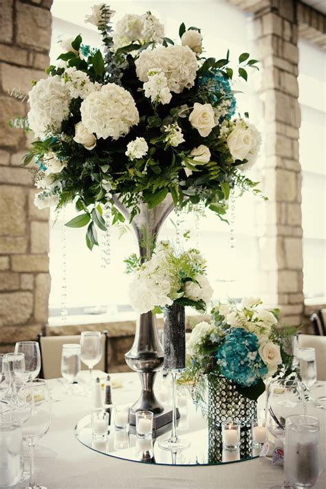 Elegant Wedding Reception Centerpieces Ivory Hydrangeas