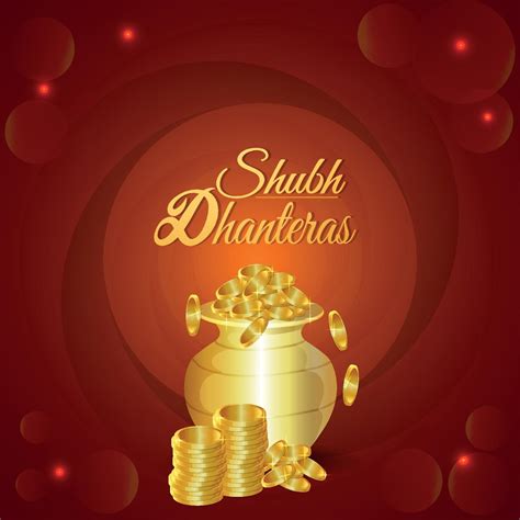 Shubh Dhanteras Vector Illustration Of Gold Coin Pot 2290404 Vector Art