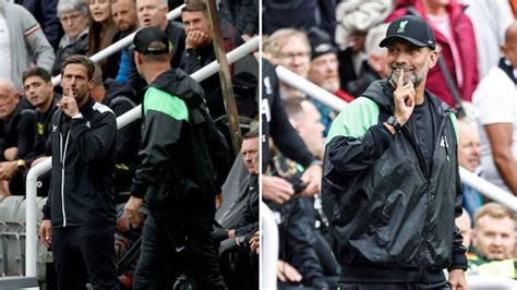 Liverpool Boss Jurgen Klopp Spotted Silencing Newcastle Assistant Jason