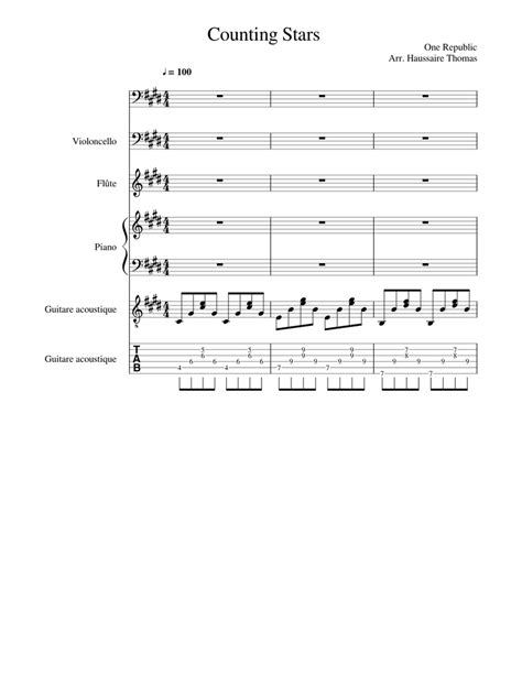 Counting Stars Sheet Music For Violin Flute Piano Cello