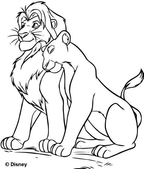 The lion king coloring pages mufasa. Mufasa with Nala - The Lion King Kids Coloring Pages