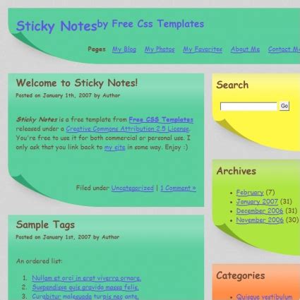 Css Template Notes Web Templates Free Download Html Css Js Files