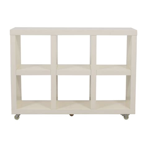 66 Off West Elm West Elm White Bookcase On Casters Storage
