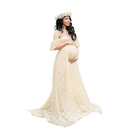 Asdoklhq Maternity Dresses For Womenpregnant Women Off Shoulder Lace