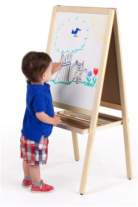 Childrens Easel With Magnetic Chalkboard Write On White Board 2 Sided