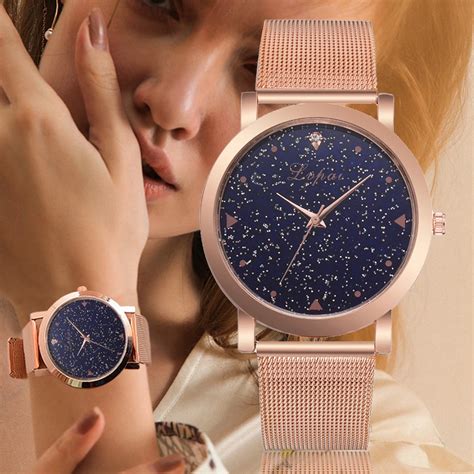 lvpai brand luxury starry women watches steel quartz ladies rose bracelet watch casual clock