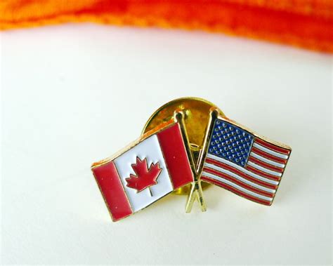 United States And Canada Flags Lapel Pin Crossed Flags In Etsy