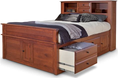 Simplicity Queen Captains Bed W Bookcase Headboard And Standard