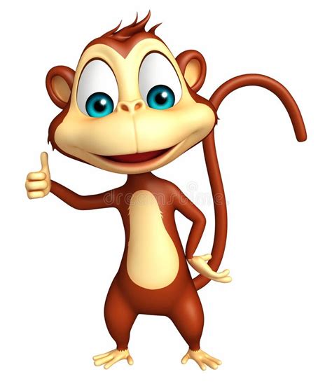 Cute Monkey Cartoon Character Thumbs Up Stock Illustration