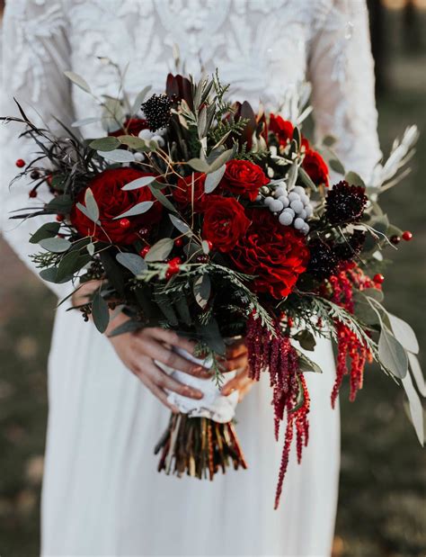 The Bridesmaids Wore Burgundy In This Laid Back Winter Wedding Red