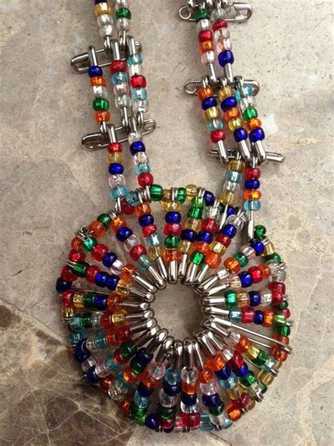 Safety Pin And Seed Bead Necklace By Aletamc On Etsy 500 Safety