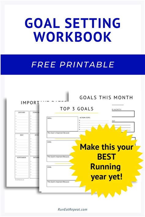 Running Goals Planner Free Printable Workbook Daily Planner Pages