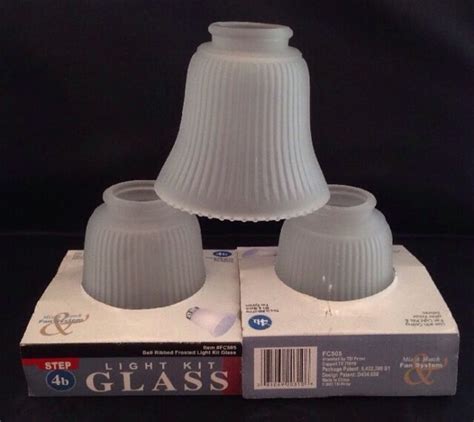 Frosted Ribbed Lamp Globe Shade Bell Ceiling Fan Replacement Glass Set Of 3 Ebay