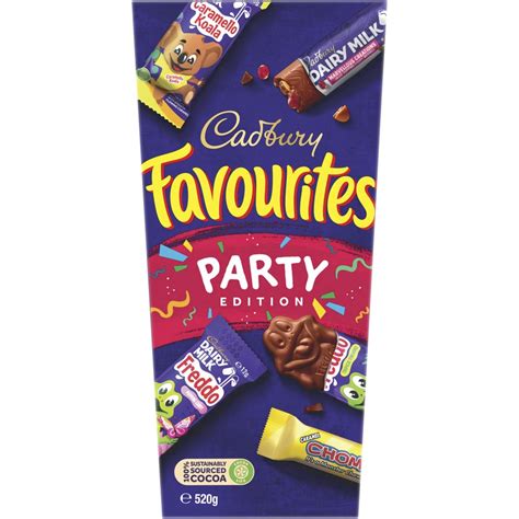 cadbury favourites party edition ting boxed chocolate 520g big w