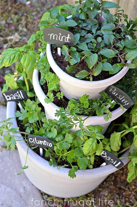 Diy Stacked Herb Garden Trädgårdsidéer Plantering Växter