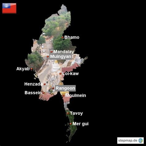 50 millionen einwohner und ist ungefähr doppelt so groß wie deutschland. Karte Myanmar von tigre - Landkarte für Burma