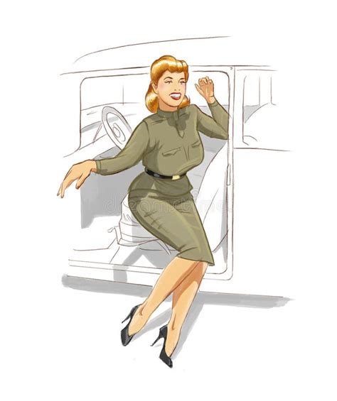 40s Military Pin Up Girl Air Force Style Stock Illustration