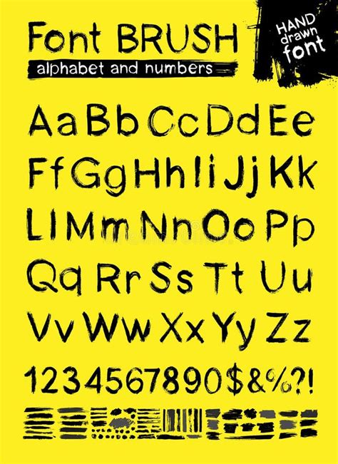 Painted Modern Abc Font Brush Strokes Alphabet And Numbers Stains
