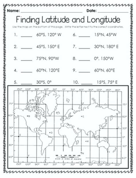 6th Grade Latitude Longitude Worksheet Worksheet