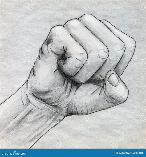 Pencil Drawn Clinched Fist Stock Illustration Illustration Of Body