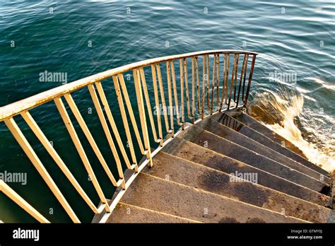 Stairway Leading Into Water Stock Photo Alamy