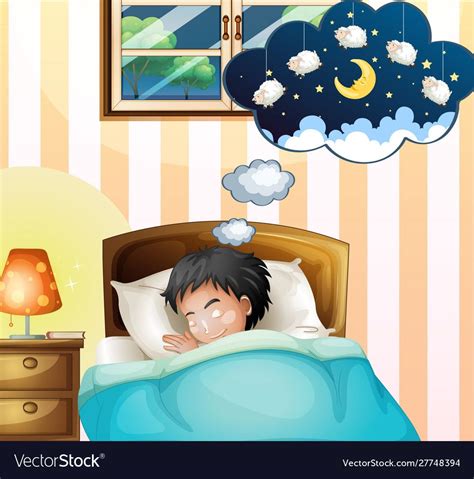 Kid Sleeping In Bed Dreaming Illustration Download A Free Preview Or