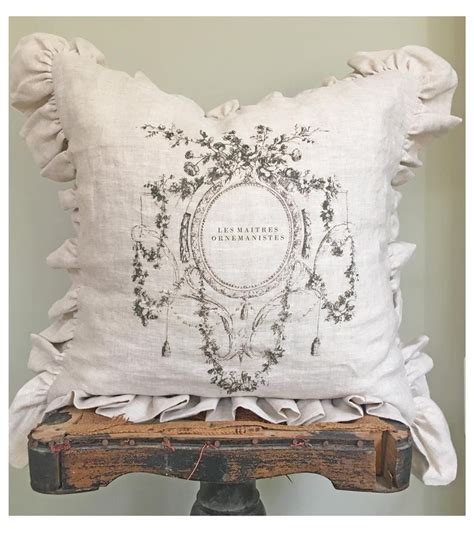 Linen Ruffle Pillow Cover Shabby French Country Beige Pillow Etsy