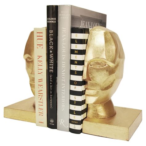 Orwell Modern Regency Gold Profile Bust Bookends Kathy Kuo Home