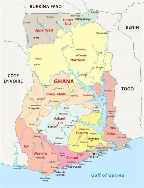 District Map Of Ghana Map Of Ghana Showing Districts Western Africa