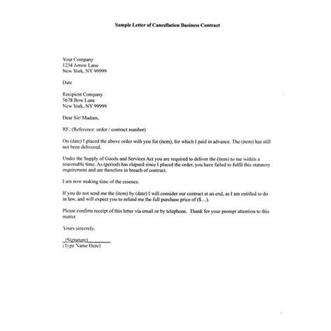 write  sample letter  cancellation business contract