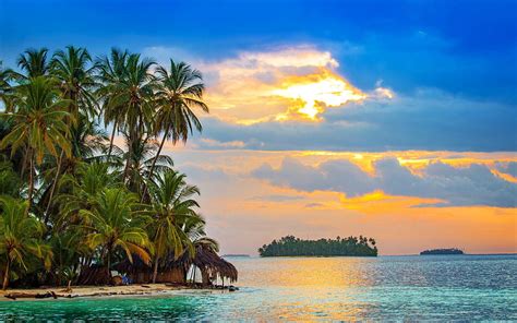Panama San Blas Islands Sea Nature Island Sunset Palm Trees Hd Wallpaper Peakpx