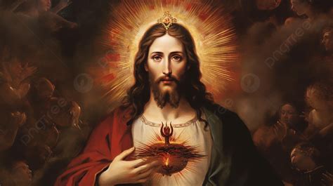 Jesus Holds The Heart Of Christ In His Hand Background Picture Of The