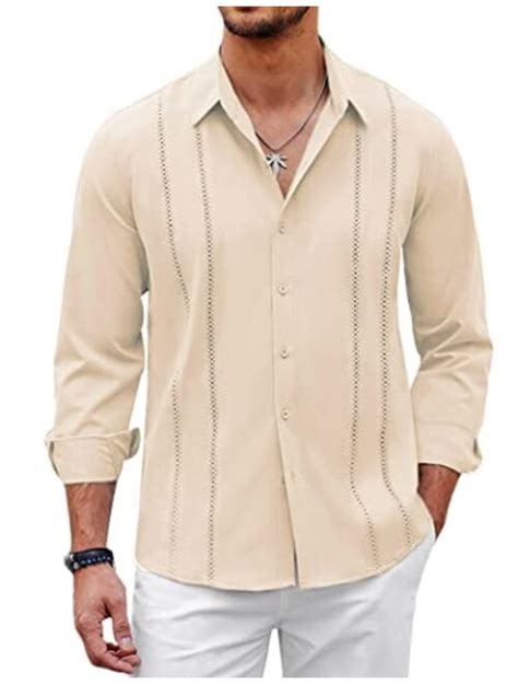 Buy COOFANDY Mens Cuban Guayabera Shirt Casual Button Down Shirts Long
