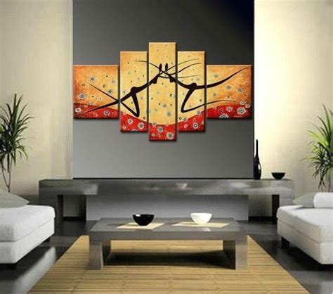 Hand Painted Abstract Oil Painting With Stretched Frame Set Of 5