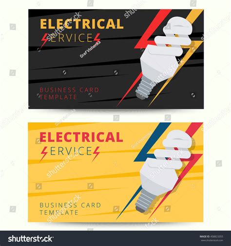 Set Professional Electrician Business Card Template เวกเตอร์สต็อก