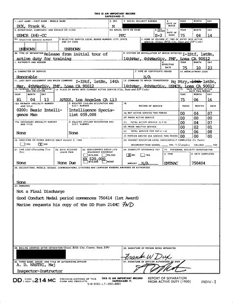 Free Printable Dd214 Form Customize And Print