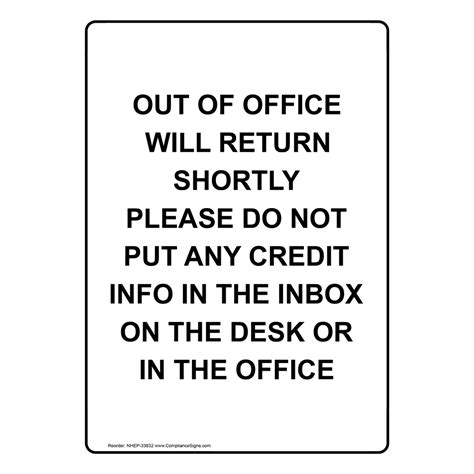 Out Of Office Will Return Shortly Please Sign Nhe 33832red