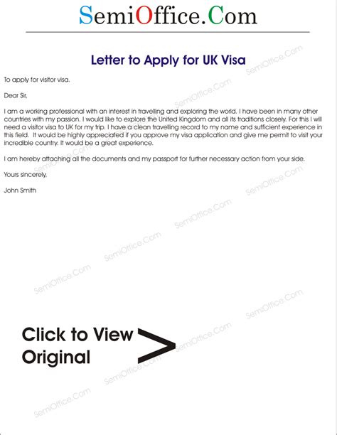 sample visa application letter  uk