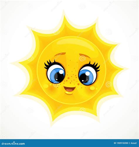 Cute Cartoon Smiling Sun Isolated On A White Stock Illustration