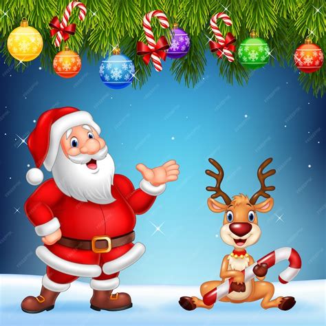 Premium Vector Santa Claus And Deer