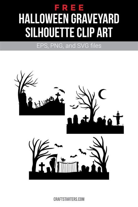 Free Halloween Graveyard Silhouette Clip Art Halloween Graveyard