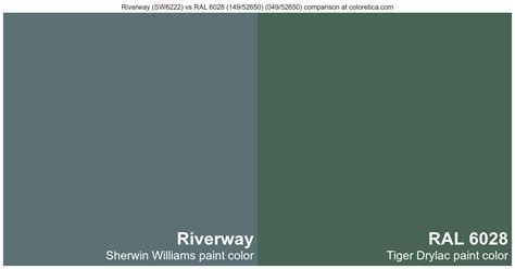 Sherwin Williams Riverway SW6222 Vs Tiger Drylac RAL 6028 149 52650