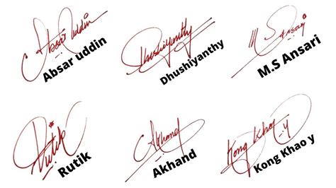 The Signatures Of Four People Who Have Been Signed On To Their