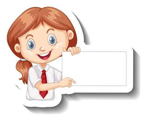 Student Girl Holding Empty Board Cartoon Sticker 2978596 Vector Art At
