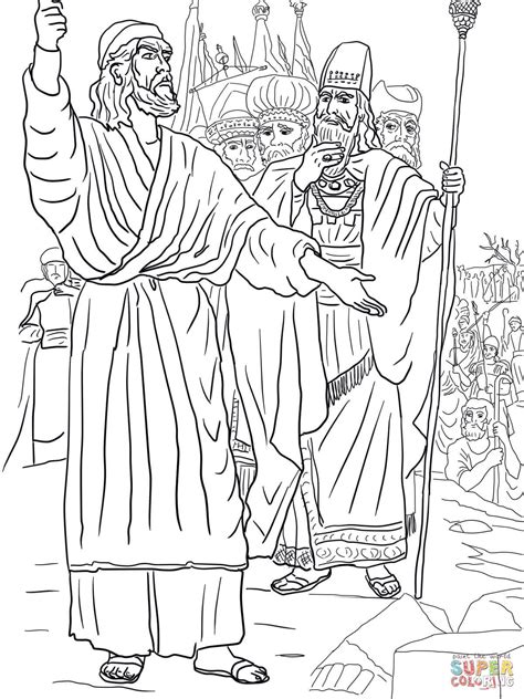 Elijah fed by ravens coloring page. Elijah, Ahab and Prophets of Baal on Mount Carmel | Super ...