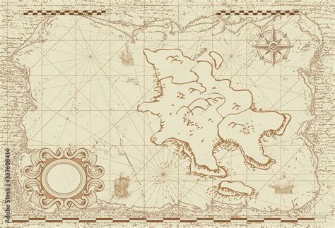 Vector Image Of An Old Sea Map In The Style Of Medieval Engravings